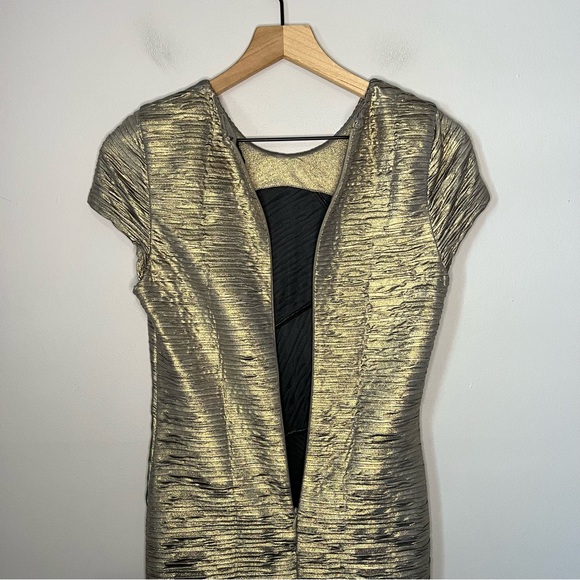 Torn by Ronny Kobo Short Sleeve Metallic Kaitlyn Dress in Gold M - Picture 5 of 8